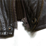 (designers) 1980'S～ MR.JUNKO by JUNKO KOSHINO DIAGONAL ZIP, BUTTON STYLE LAME LEATHER BOMBER JACKET