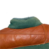 (designers) MADE IN NEPAL MASH LEATHER PANELED DESIGN STRIPED PATTERN COTTON HEMP DOWN VEST