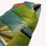 (designers) MADE IN NEPAL MASH LEATHER PANELED DESIGN STRIPED PATTERN COTTON HEMP DOWN VEST