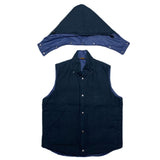 (vintage) MADE IN ENGLAND Snugpak LINEN X NYLON REVERSIBLE THIN PADDED VEST WITH HOOD