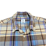 (designers) MADE IN JAPAN Jipijapa LATTICE PATTERN COTTON LINEN LOOP COLLAR SHORT SLEEVE BOX BUTTON DOWN SHIRT
