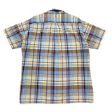 (designers) MADE IN JAPAN Jipijapa LATTICE PATTERN COTTON LINEN LOOP COLLAR SHORT SLEEVE BOX BUTTON DOWN SHIRT