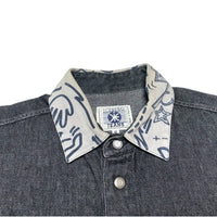 (DESIGNERS) 1990'S～ MADE IN ITALY ICEBERG JEANS KEITH HARING STYLE PRINT BLACK DENIM PANELED SHIRT