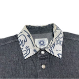 (DESIGNERS) 1990'S～ MADE IN ITALY ICEBERG JEANS KEITH HARING STYLE PRINT BLACK DENIM PANELED SHIRT