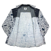 (DESIGNERS) 1990'S～ MADE IN ITALY ICEBERG JEANS KEITH HARING STYLE PRINT BLACK DENIM PANELED SHIRT