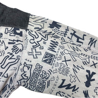 (DESIGNERS) 1990'S～ MADE IN ITALY ICEBERG JEANS KEITH HARING STYLE PRINT BLACK DENIM PANELED SHIRT