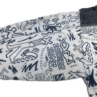 (DESIGNERS) 1990'S～ MADE IN ITALY ICEBERG JEANS KEITH HARING STYLE PRINT BLACK DENIM PANELED SHIRT
