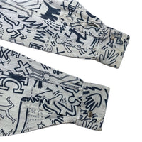 (DESIGNERS) 1990'S～ MADE IN ITALY ICEBERG JEANS KEITH HARING STYLE PRINT BLACK DENIM PANELED SHIRT