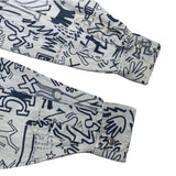 (DESIGNERS) 1990'S～ MADE IN ITALY ICEBERG JEANS KEITH HARING STYLE PRINT BLACK DENIM PANELED SHIRT