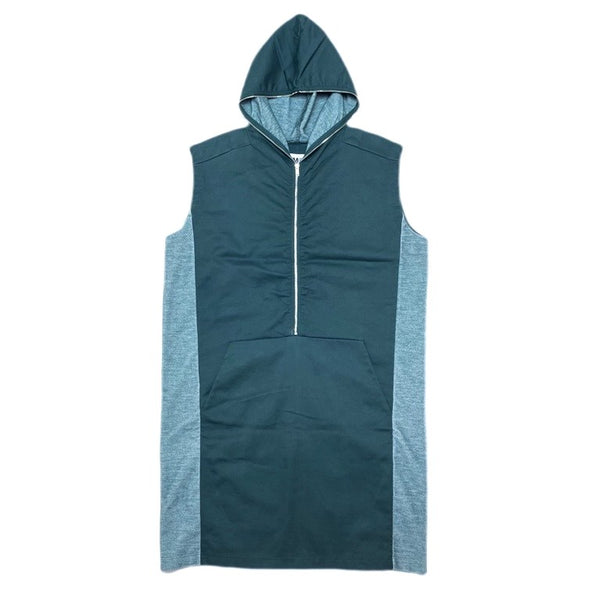 (DESIGNERS) MADE IN ITALY MAISON MARGIELA MM6 LONG LENGTH HALF ZIP SLEEVELESS HOODIE VEST