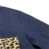 (vintage) MADE IN USA Re DENIM 1970'S WRANGLER BODY LEOPARD PATTERN FAUX FUR PANELED REMAKE CHORE COAT WITH BLANKET LINER