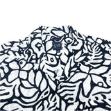 (vintage) 2021 GAP BOTANICAL PATTERN TOTAL PATTERN PRINT COTTON LINEN SHORT SLEEVE OPEN COLLAR BOX SHIRT