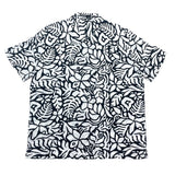 (vintage) 2021 GAP BOTANICAL PATTERN TOTAL PATTERN PRINT COTTON LINEN SHORT SLEEVE OPEN COLLAR BOX SHIRT