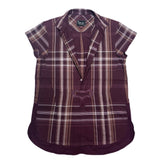 (designers) 2009 MADE IN JAPAN NUMBER NINE LATTICE PATTERN SLEEVE CUT OFF STYLE SHORT SLEEVE PULLOVER SHIRT