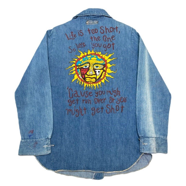 (VINTAGE) 1970'S～ UNKNOWN PAINTED REMAKE DENIM SHIRT