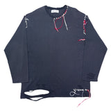 (DESIGNERS) MADE IN JAPAN DISCOVERED DISTRESSED & STITCHED LONG SLEEVE T-SHIRT