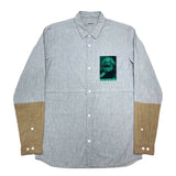 (DESIGNERS) 2012 UNDERCOVERISM MARX PRINTED DESIGN SLEEVE PANELED ANARCHY SHIRT