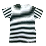 (designers) UNUSED DIAGONAL HEM CUT DESIGN STRIPED T-SHIRT