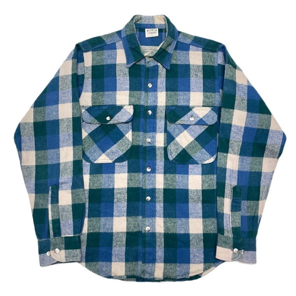 (VINTAGE) 1990'S～ FIVE BROTHER BLOCK CHECKERED HEAVY FLANNEL SHIRT