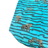 (vintage) 1980'S～ MADE IN ITALY Henley Cotton's STRIPED X ELEPHANT ALL OVER PRINT SHORT SLEEVE SHIRT