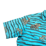 (vintage) 1980'S～ MADE IN ITALY Henley Cotton's STRIPED X ELEPHANT ALL OVER PRINT SHORT SLEEVE SHIRT