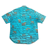 (vintage) 1980'S～ MADE IN ITALY Henley Cotton's STRIPED X ELEPHANT ALL OVER PRINT SHORT SLEEVE SHIRT
