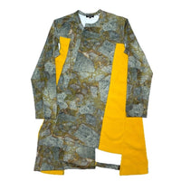(DESIGNERS) AD2018 COMME des GARCONS HOMME PLUS TOTAL PATTERN X FLEECE PANELED DESIGN LONG LENGTH SHIRT