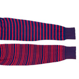 (DESIGNERS) 2015 MADE IN ITALY MAISON MARGIELA 10 3 TYPES OF STRIPED PATTERN PANELED COTTON KNIT CARDIGAN WITH ELBOW PATCH