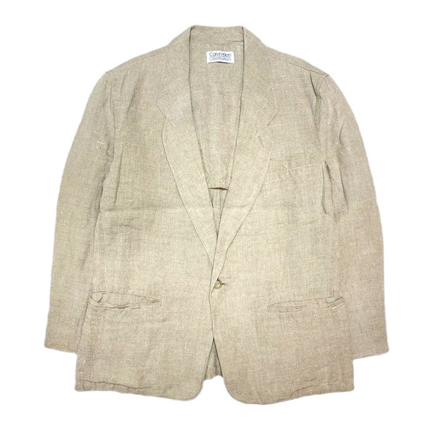 (VINTAGE) 1980'S～ Calvin Klein LINEN 100% 1 BUTTON BLAZER JACKET