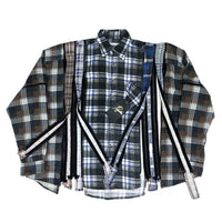 (DESIGNERS) NEW Rebuild by Needles REMAKE 7 CUT ZIP UP LIGHT FLANNEL SHIRT