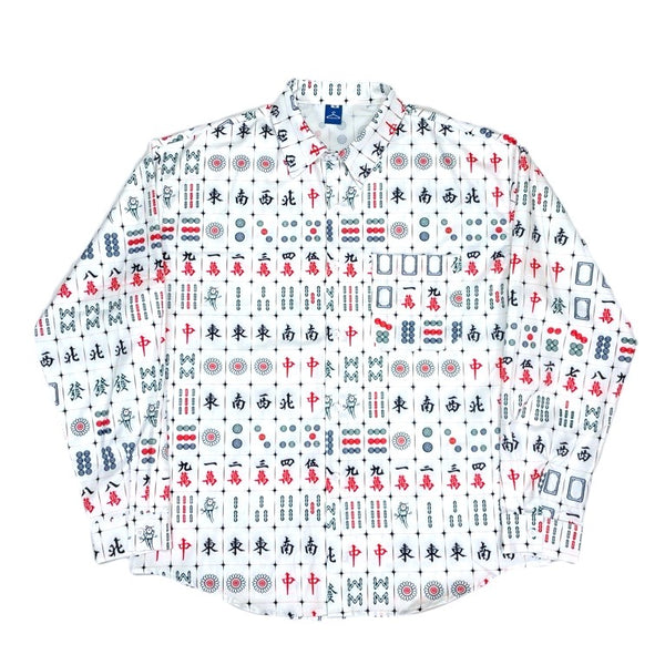 (UNIQUE) 2000'S～ TIDE EKU MAHJONG PILE PATTERN TOTAL PATTERN PRINT POLYESTER SHIRT