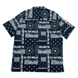(vintage) 2022 GAP BANDANA PATTERN ALL OVER PRINT COTTON LINEN LOOP COLLAR SHORT SLEEVE BOX SHIRT