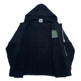(japan) 1990'S～ DOUBLE SHOCK 2 STEP ZIP DESIGN SLEEVE KNIT PANELED ZIP UP HOODIE SWEAT SHIRT