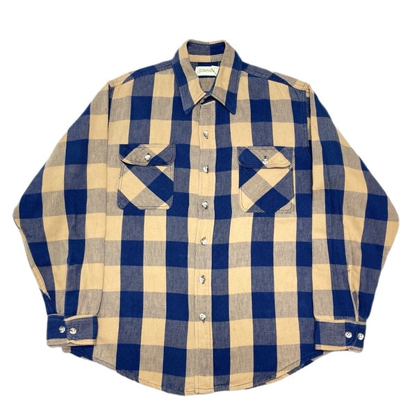 (VINTAGE) 1990'S～ MADE IN USA ST JOHN'S BAY BLOCK CHECKERED HEAVY FLANNEL SHIRT