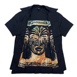 (designers) 1990'S～ MADE IN JAPAN JEAN PAUL GAULTIER HOMME MONA LISA STYLE BIG PRINT LOOP COLLAR SHORT SLEEVE BOX SHIRT