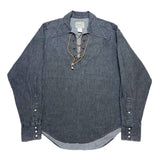 (vintage) MADE IN USA ROCKMOUNT YARN DYED BLACK DENIM LACE UP SHIRT