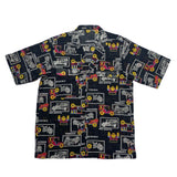 (vintage) 1970'S～ UNKNOWN CLASSIC CAR PATTERN ALL OVER PRINT OPEN COLLAR SHORT SLEEVE BOX SHIRT