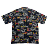 (vintage) 1970'S～ UNKNOWN CLASSIC CAR PATTERN ALL OVER PRINT OPEN COLLAR SHORT SLEEVE BOX SHIRT