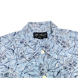 (vintage) 2000'S～ EDDIE BAUER TOTAL PATTERN PRINT COTTON LINEN SHORT SLEEVE BOX SHIRT