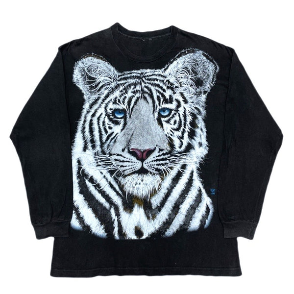 (VINTAGE) 1990'S～ MADE IN USA UNKNOWN WHITE TIGER BIG PRINT LONG SLEEVE T-SHIRT