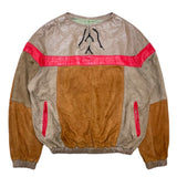 (vintage) 1980'S～ UNKNOWN LEATHER X NUBUCK LEATHER PANELED DESIGN LACE UP JACKET
