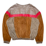 (vintage) 1980'S～ UNKNOWN LEATHER X NUBUCK LEATHER PANELED DESIGN LACE UP JACKET