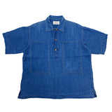 (designers) 1980'S～ MADE IN JAPAN ATLIER SAB US ARMY STYLE INDIGO DYED LINEN PULLOVER SHORT SLEEVE SHIRT