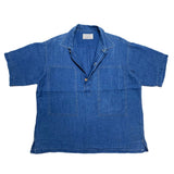 (designers) 1980'S～ MADE IN JAPAN ATLIER SAB US ARMY STYLE INDIGO DYED LINEN PULLOVER SHORT SLEEVE SHIRT