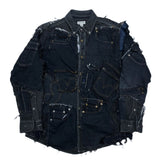 (VINTAGE) 2000'S～ UNKNOWN CRUST PUNK REMAKE PATCHWORK OVER DYED BUTTON DOWN SHIRT