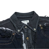 (VINTAGE) 2000'S～ UNKNOWN CRUST PUNK REMAKE PATCHWORK OVER DYED BUTTON DOWN SHIRT