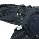 (VINTAGE) 2000'S～ UNKNOWN CRUST PUNK REMAKE PATCHWORK OVER DYED BUTTON DOWN SHIRT