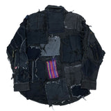 (VINTAGE) 2000'S～ UNKNOWN CRUST PUNK REMAKE PATCHWORK OVER DYED BUTTON DOWN SHIRT