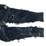 (VINTAGE) 2000'S～ UNKNOWN CRUST PUNK REMAKE PATCHWORK OVER DYED BUTTON DOWN SHIRT