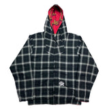 (designers) 2005 MADE IN JAPAN SASQUATCH FABRIX SHADOW PLAID X TOTAL PATTERN PRINT REVERSIBLE ZIP UP HOODIE